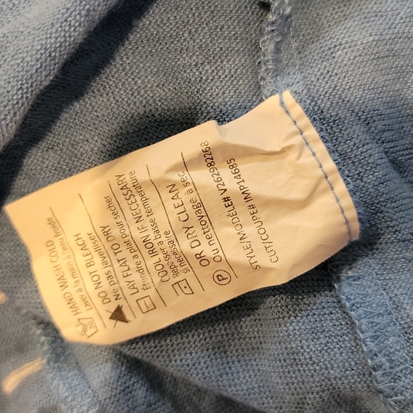 Vince womens boyfriend oversize sweater in blue and white stripe linen xs - Picture 7 of 7